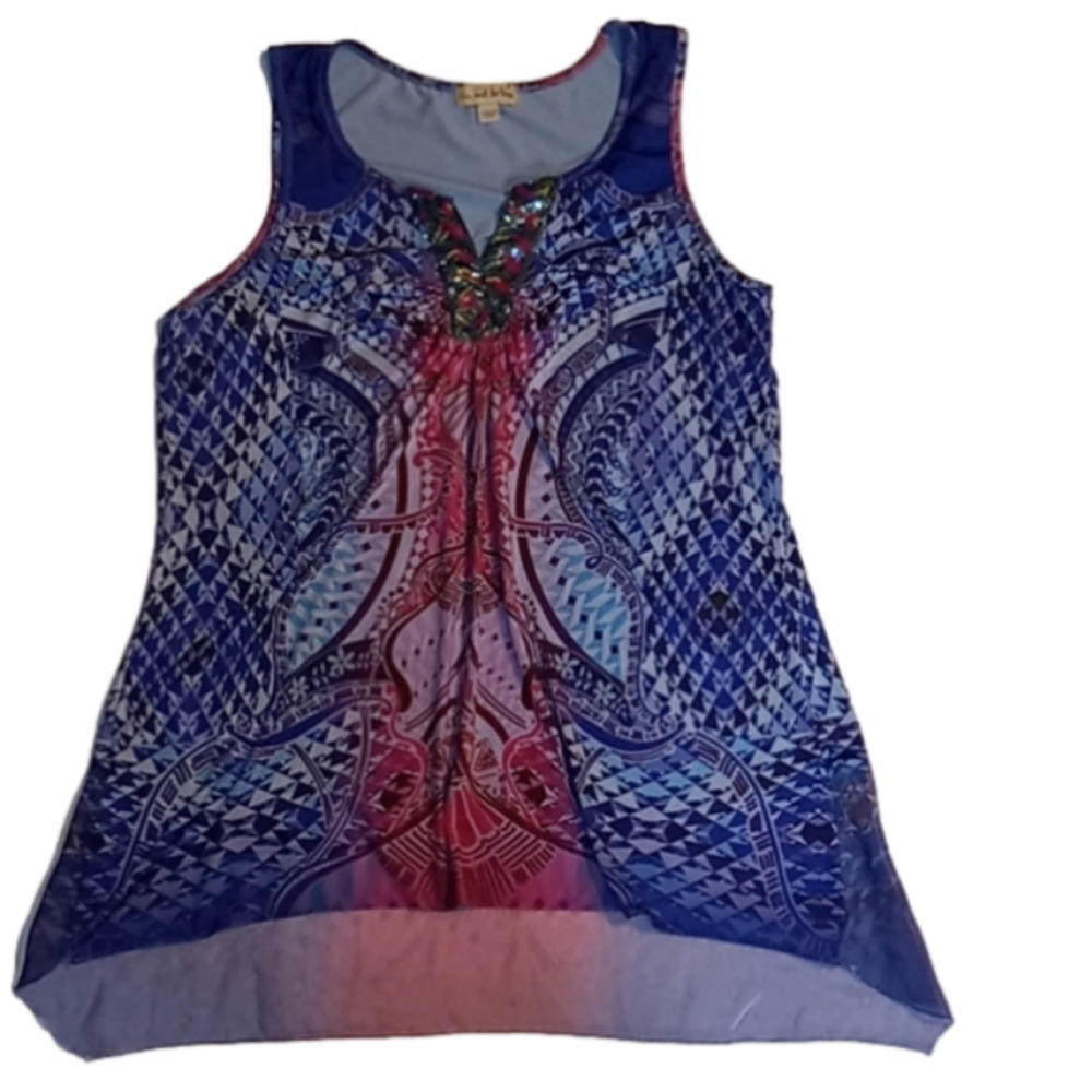 Live and Let Live Summer Shirt/Tank Large   Multicolor Sheer